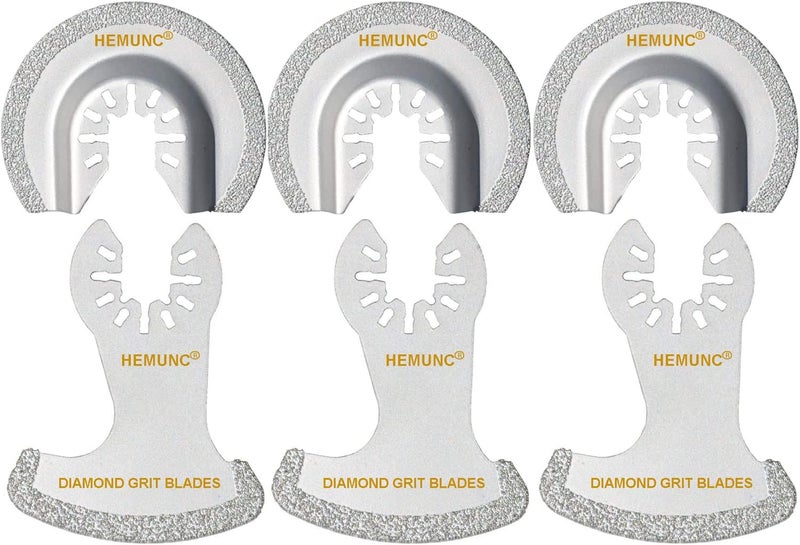 HEMUNC 6Pcs Diamond Oscillating Tool Blades, Multi Tool Mortar Cutting Saw Blades Precise for Grout Removal and Soft Tile Cut - Image 1